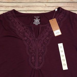Sonoma Tops - Sonoma Three Quarter Sleeve Blouse with Lace, S XL Sonoma Tops - Sonoma Three Quarter Sleeve Blouse with Lace, S XL